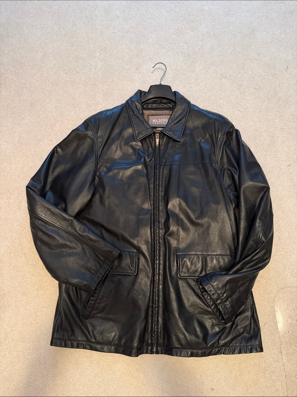 Wilsons Leather Men's Black Leather Bomber Jacket with Thinsulate liner